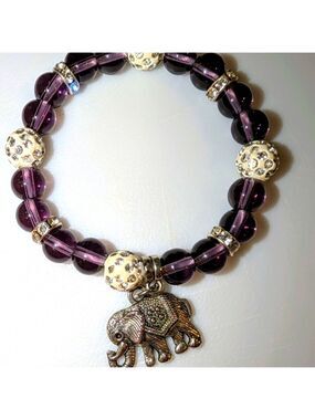 Hand Crafted bracelet, purple and white beads for small wrist.One of the kind.